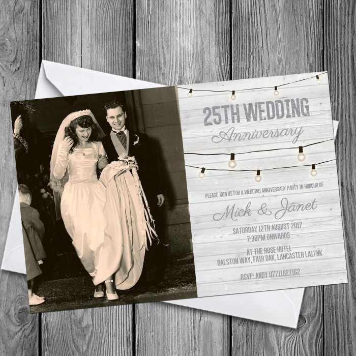 25th Wedding Invitations & Envelopes - Design No 10