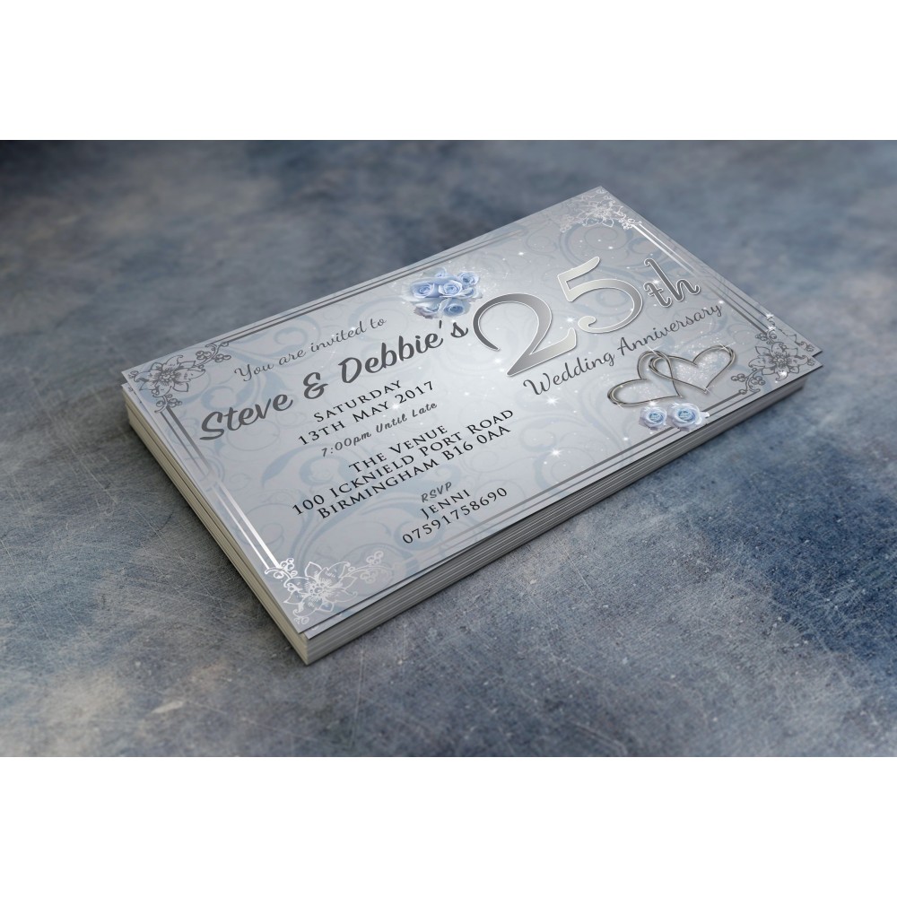 25th Wedding Invitations & Envelopes - Design No 12