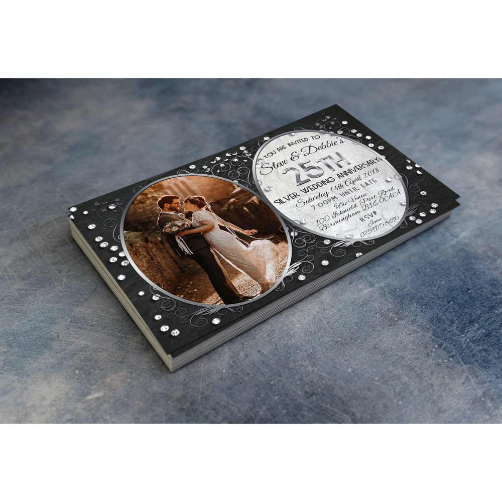 25th Wedding Invitations & Envelopes - Design No 15