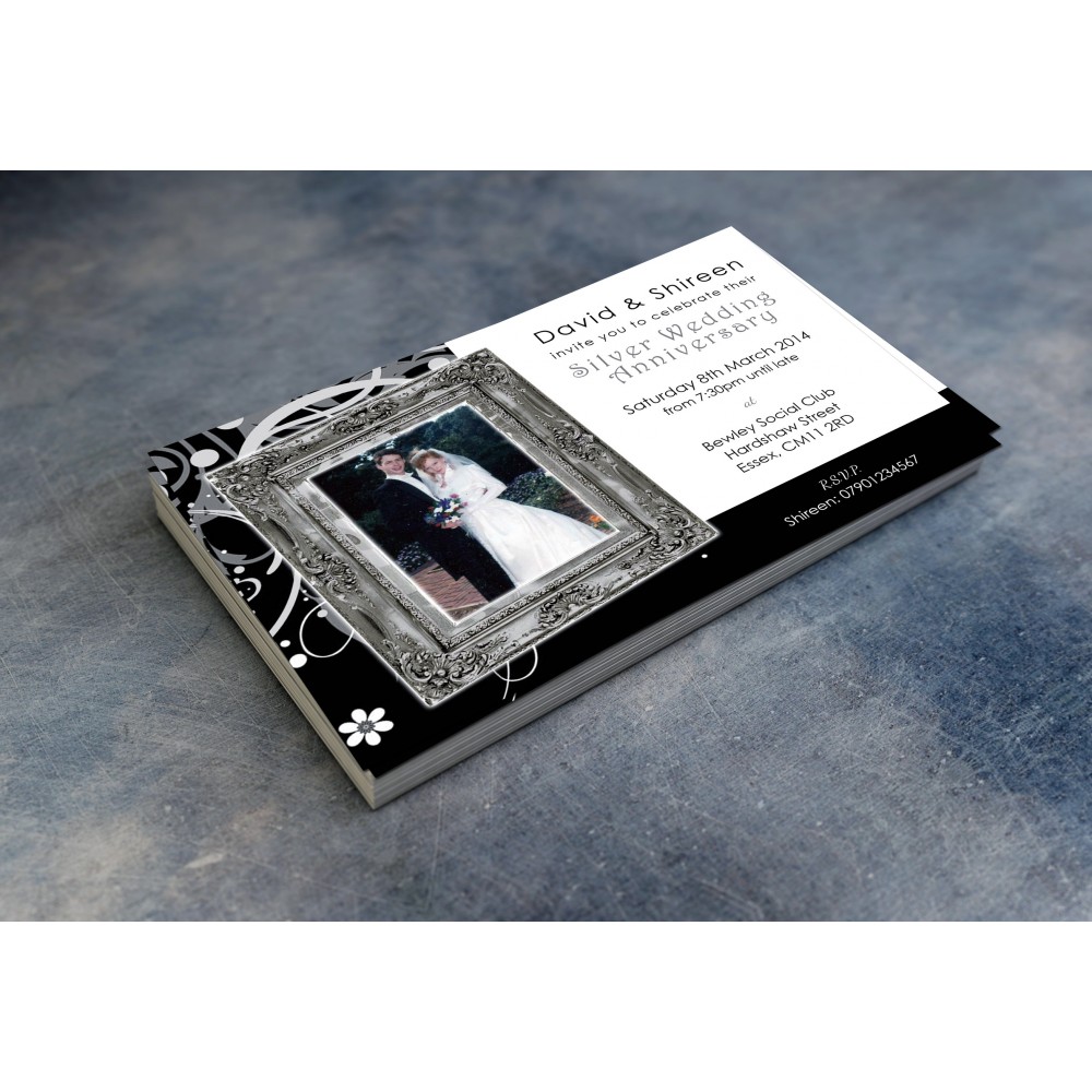 25th Wedding Invitations & Envelopes - Design No 2