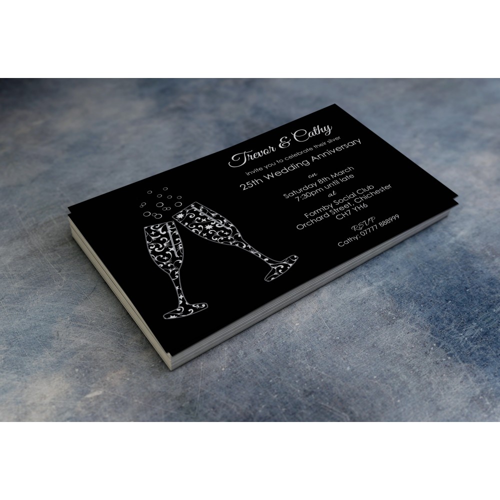 25th Wedding Invitations & Envelopes - Design No 3