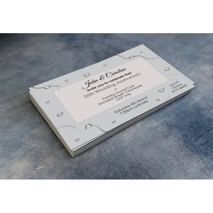 25th Wedding Invitations & Envelopes - Design No 6