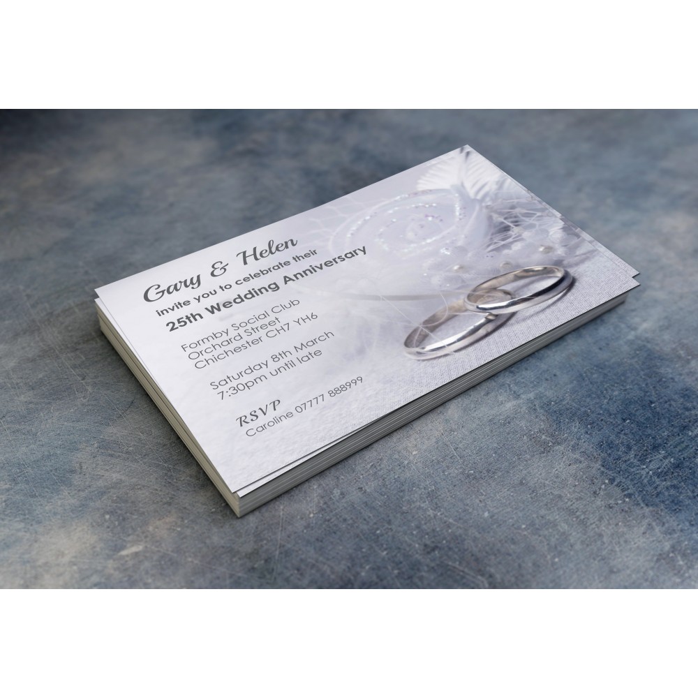 25th Wedding Invitations & Envelopes - Design No 7