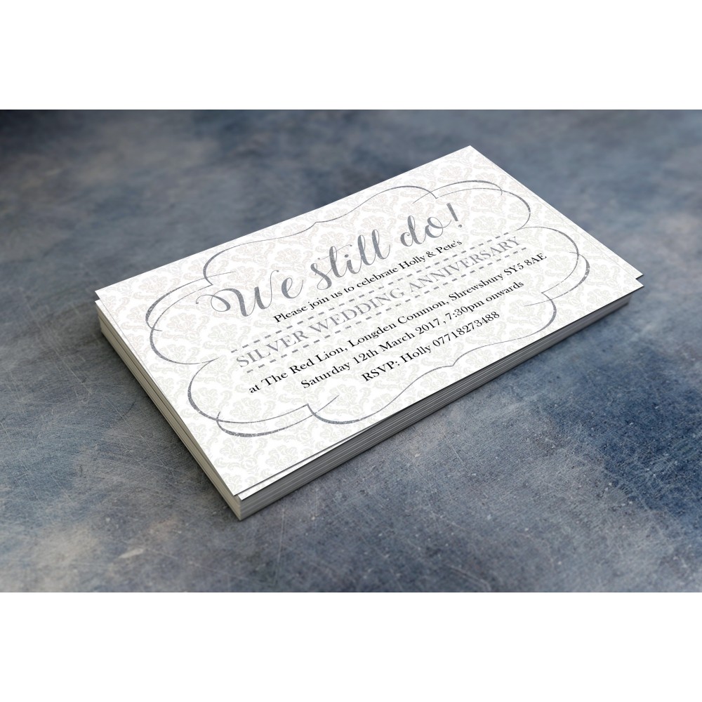 25th Wedding Invitations & Envelopes - Design No 9