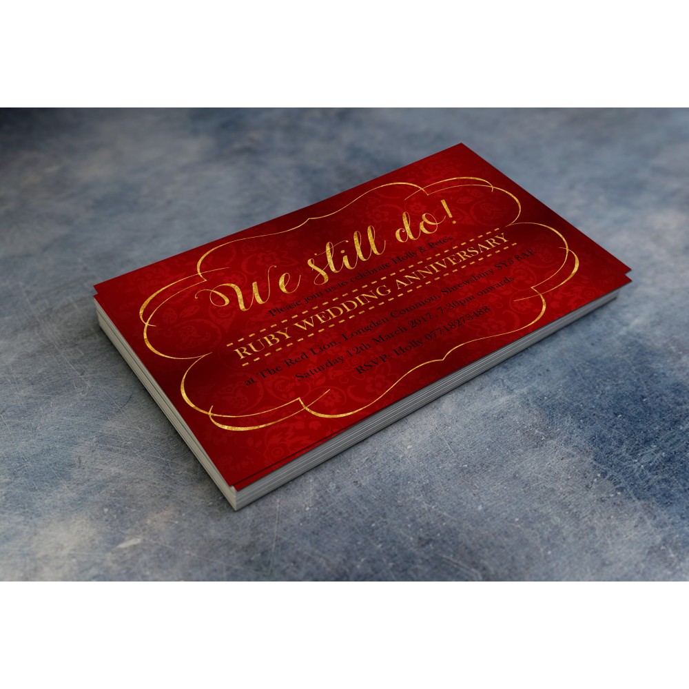 40th Wedding Invitations & Envelopes - Design No 12