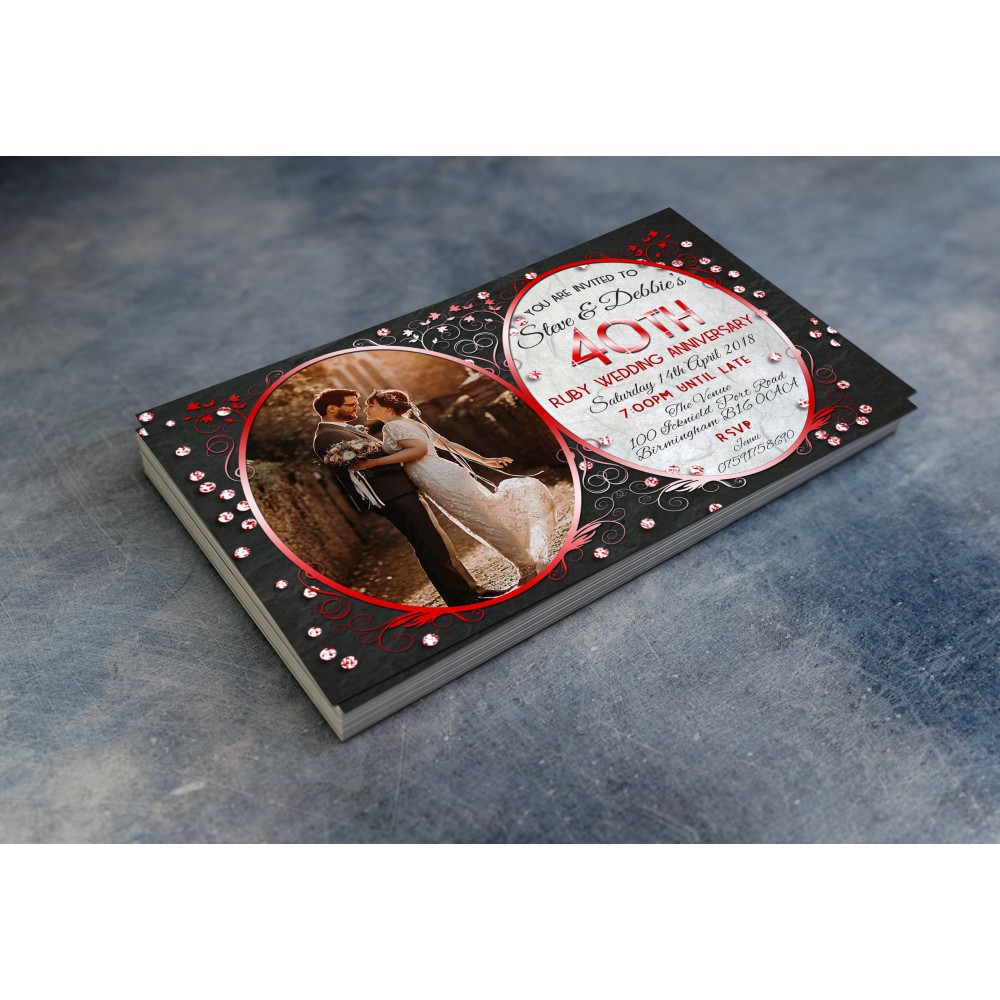 40th Wedding Invitations & Envelopes - Design No 15