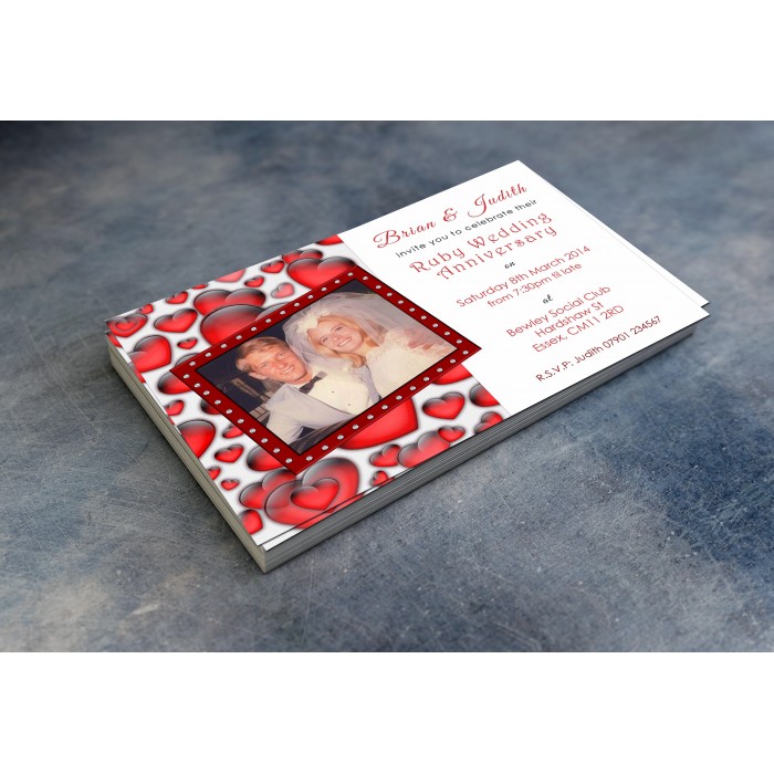 40th Wedding Invitations & Envelopes - Design No 2