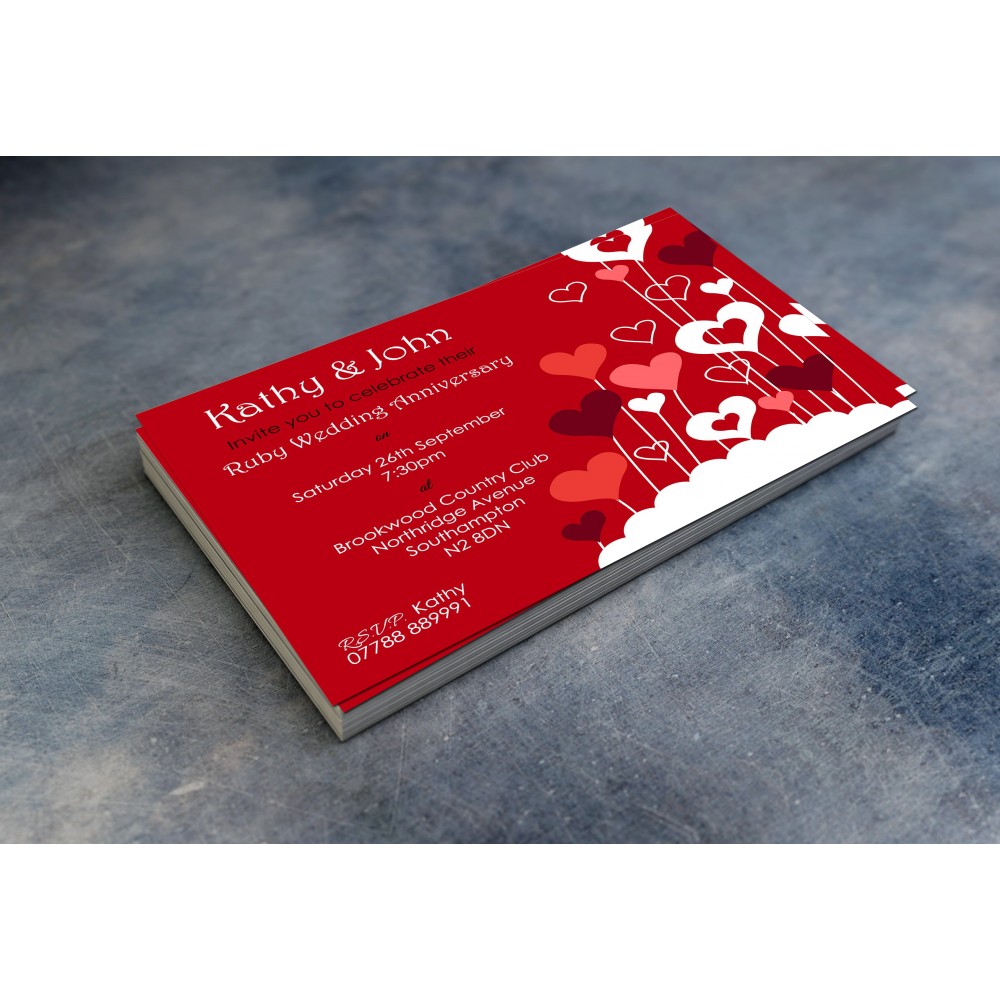 40th Wedding Invitations & Envelopes - Design No 8