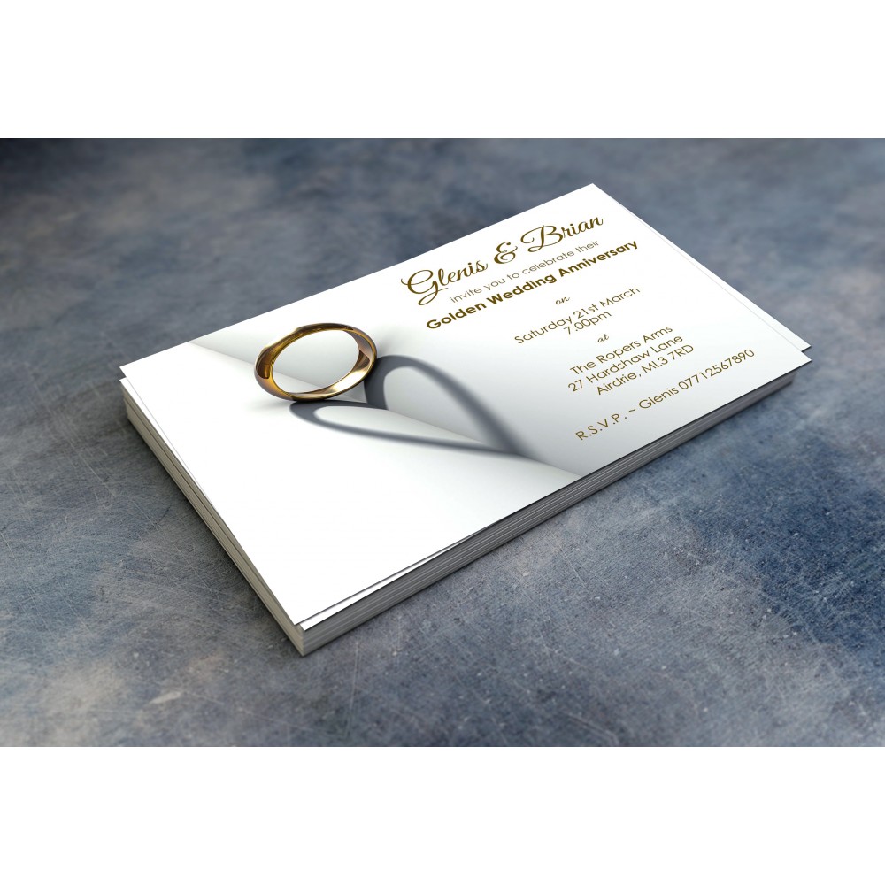 50th Wedding Invitations & Envelopes - Design No 6