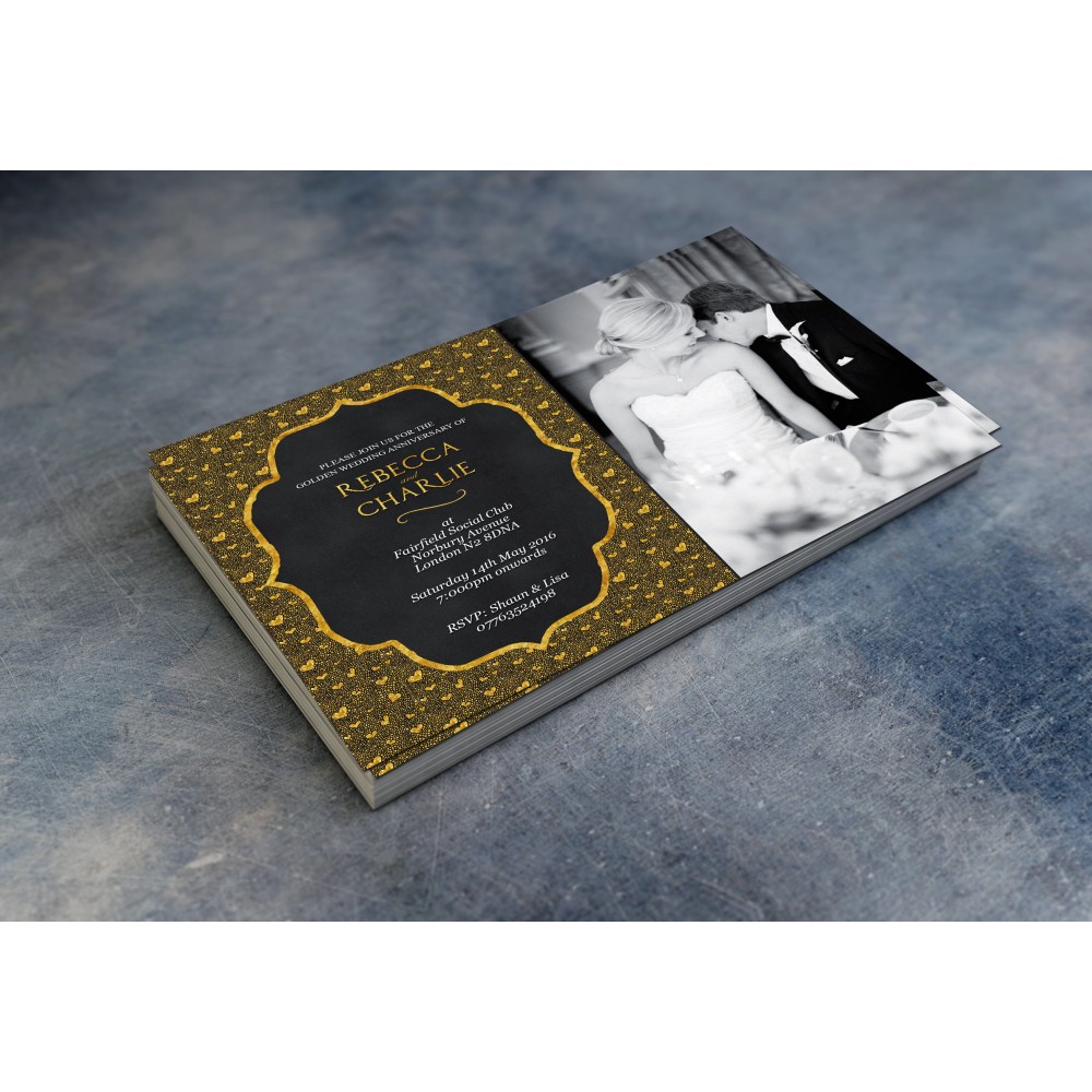 50th Wedding Invitations & Envelopes - Design No 9