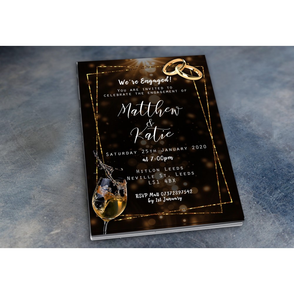 Engagement Party Invitations & Envelopes - Sparkly Wine