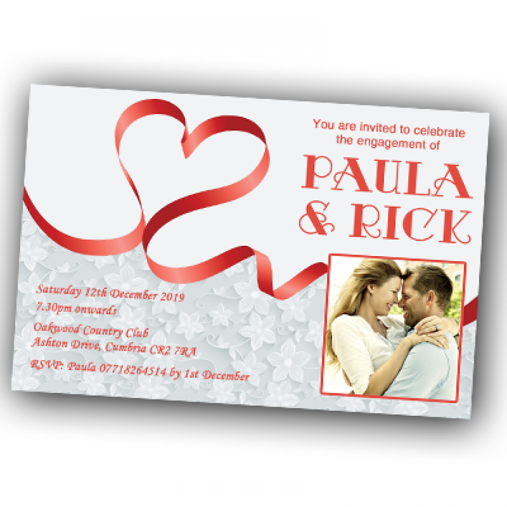 Engagement Party Invitations & Envelopes - Heart Ribbon