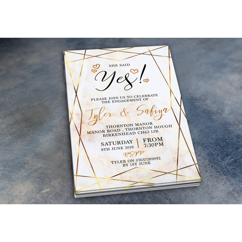 Engagement Party Invitations & Envelopes - Gold Marble