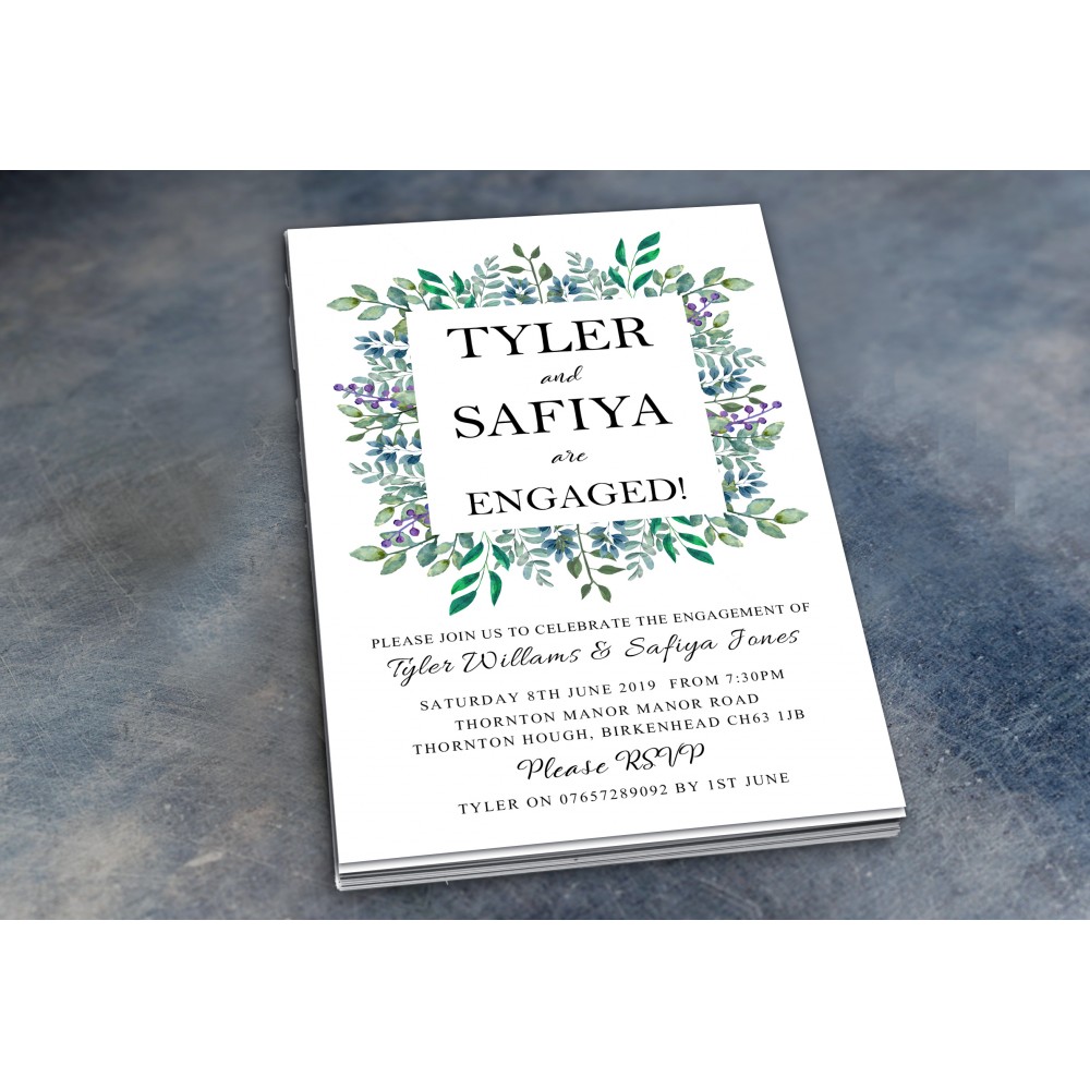 Engagement Party Invitations & Envelopes - Leaf Border