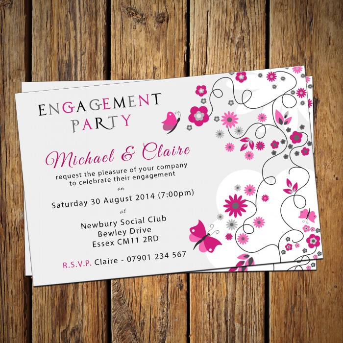 Engagement Party Invitations & Envelopes - Butterflies