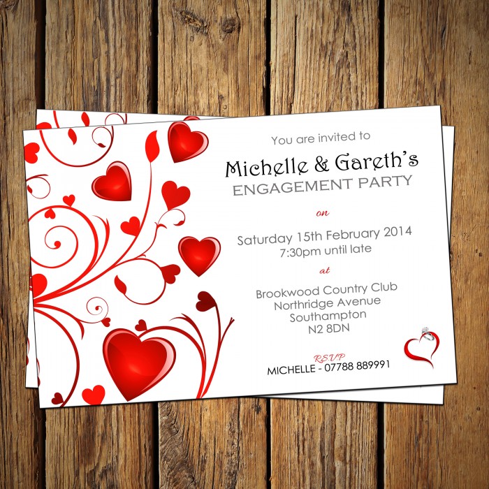 Engagement Party Invitations & Envelopes - Heart Pattern