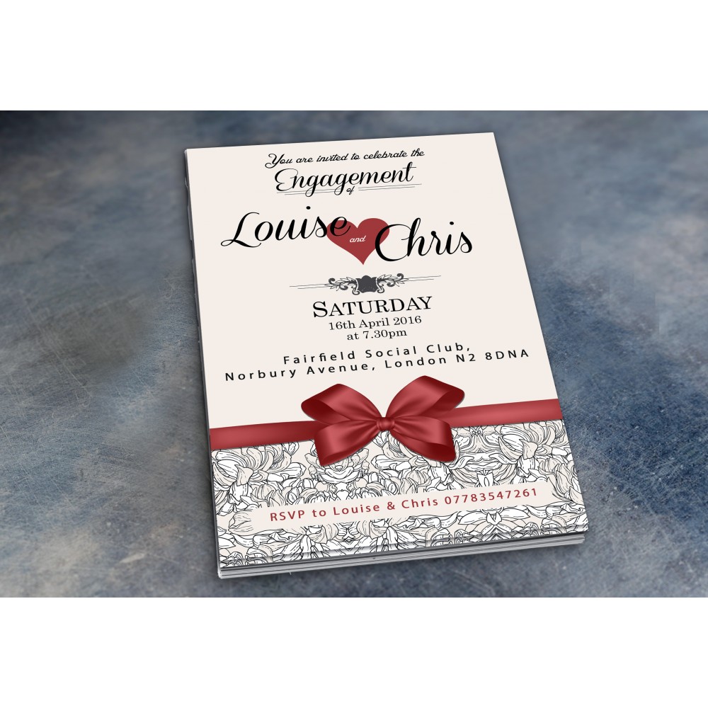Engagement Party Invitations & Envelopes - Bow & Heart