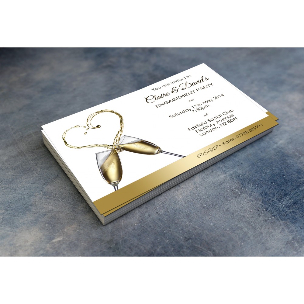 Engagement Party Invitations & Envelopes - Champagne Heart