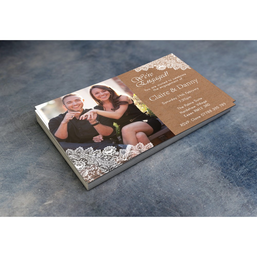 Engagement Party Invitations & Envelopes - Lace Photo