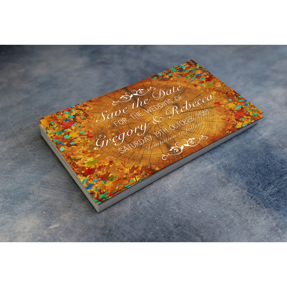 Wedding Save the Date & Envelopes - Autumn Leaves