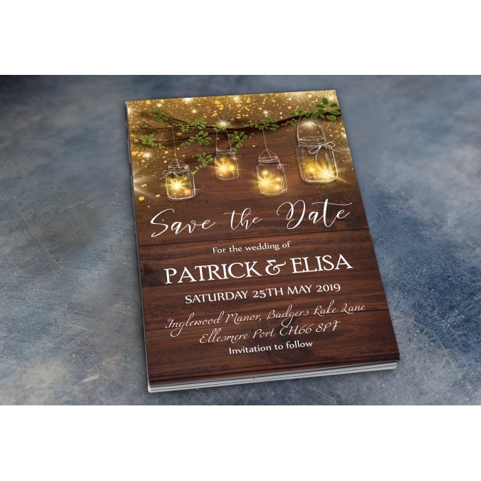 Wedding Save the Date & Envelopes - Rustic Jars Wedding Save the Date & Envelopes - Rustic Jars