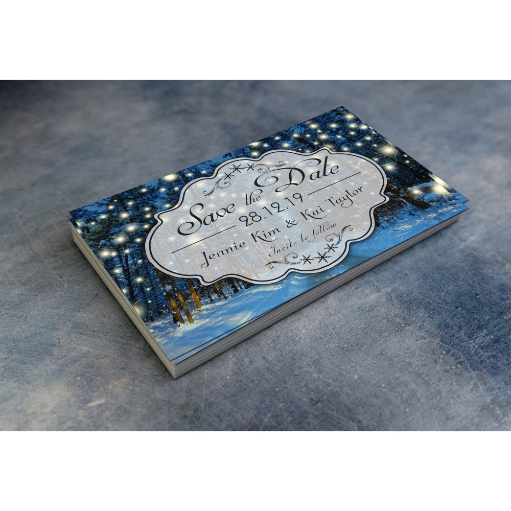 Wedding Save the Date & Envelopes - Winter Wonderland