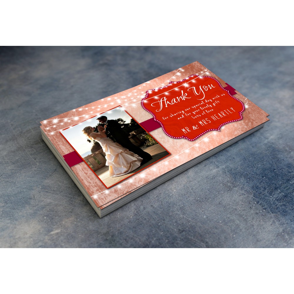 Wedding Thank You Cards & Envelopes - Vintage Red and Peach