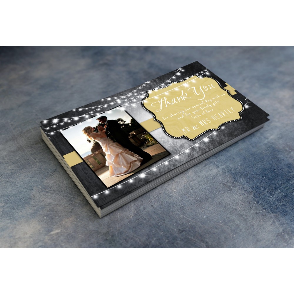 Wedding Thank You Cards & Envelopes - Black White and Gold