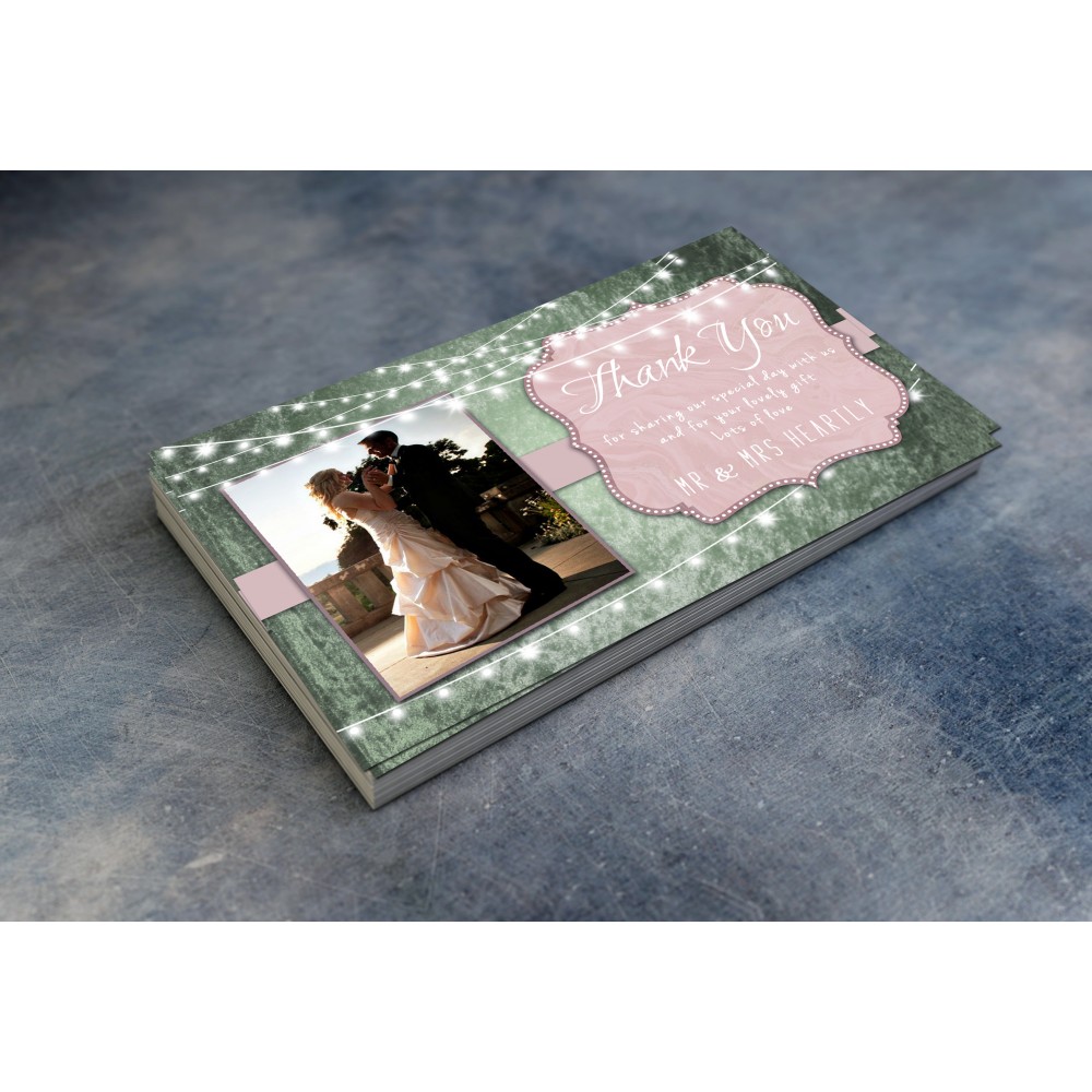 Wedding Thank You Cards & Envelopes - Dusty Rose and Green