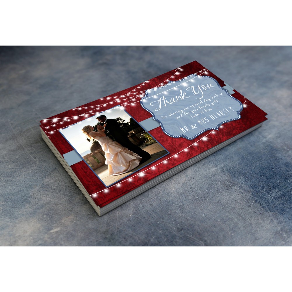 Wedding Thank You Cards & Envelopes -Blue and Deep Red