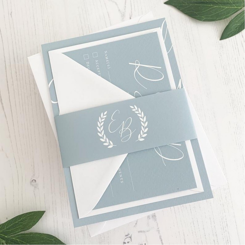 Blue Wedding Invitation Set, Duck Egg 